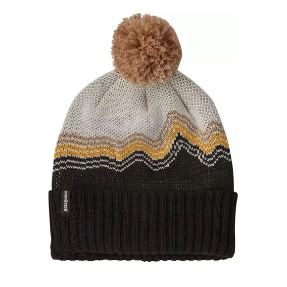 Patagonia Youth Powder Town Beanie Cream Black NWT Recycled Polyester Kids - Picture 6 of 7